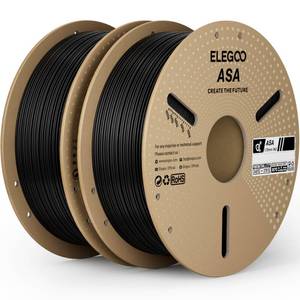 lot 5640 image: ELEGOO ASA Filament 1.75mm Black 2KG, UV & Weather Resistant 3D Printer Filament for Outdoor Functional Parts, High Impact Strength Engineering Grad 1kg Spool (2.2lbs) Fit for FDM Printers incomplete one spool only