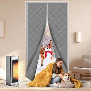 lot 5643 image: Thermal Door Curtain, Magnetic Insulated Draft Stopper, Windproof Doorway Curtain Cover 38����x84���� Fits Door Size 36����x82����, Temporary Insulation Cover for Summer Winter Doorways Gray