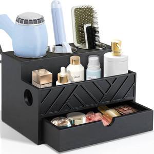 lot 5646 image: Hair Tool Organizer, Hair Dryer Holder with Drawer, Bathroom Countertop Organizer for Bathroom Accessories, Blow Dryer Organizer for Hair Styling Tools, Vanity Organizer for Bathroom, Vanity, Kitchen