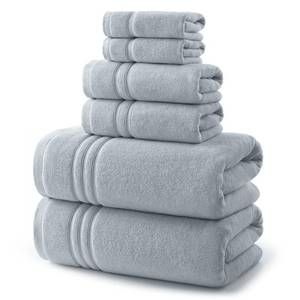lot 5649 image: REDKISS Light Grey Bath Towel Set - 100% Cotton Towels for Bathroom, 600 GSM Premium Dark Grey Towel of 6, Includes 2 Large Bath Sheets, 2 Hand Towel, 2 Washcloths, Highly Absorbent
