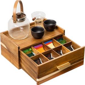 lot 5652 image: Acacia Wood Tea Bag Organizer, Tea Organizers and Storage Box, Tea Caddy for Tea Bags Storage Drawer, Teabag Holder Container Boxes for Countertop, Tea Station Chest Display Wooden, Organizador De Te