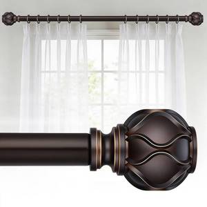 lot 5654 image: WIN4ALL Bronze Heavy Duty Curtain Rods for Windows 66 to 120 inch, 1 Inch Adjustable Decorative Long Curtain Rods For Bedroom, Living Room (Bronze,16-120��)