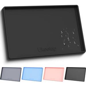 lot 5656 image: ukeetap Extra Thick Silicone Mat Waterproof with Raised Edge 34 x 22, Under Sink Mat for Kitchen & Bathroom, Kitchen Cabinet Liner, Multi-Purpose for Storage & Protection, Black