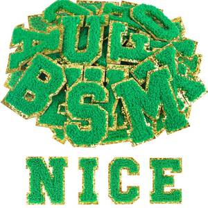 lot 5665 image: ASTARON 52 Pcs Self Adhesive Letter Patches Chenille Letters Stickers, A-Z Embroidered Applique Patches Alphabet Cloth Patch for Clothes, Bags, Hat, Phone Case, DIY Accessories (Dark Green)