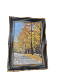 lot 5671 image: Decorative Picture Frame with Autumn Forest Scene 21.5x16 in