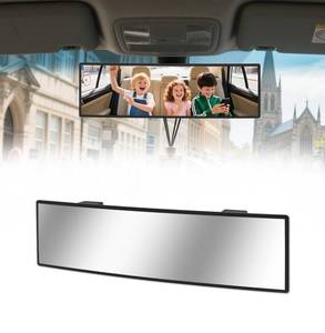 lot 6257 image: HmmtyRack Rear View Mirror, Chrome Anti-glare Panoramic Rear Mirrors Universal 10 Inch Convex Car Interior Clip on Extra Big Wide Angle Rearview Mirror Extender to Reduce Blind Spot for Car SUV