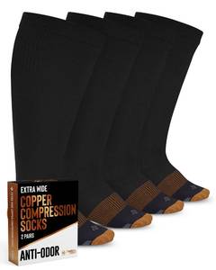 lot 6262 image: Doctors Select Copper Plus Size Compression Socks Wide Calf - 2 Pairs  20-30mmHg Extra Wide Calf Compression Socks Women Copper for Swelling, Varicose Veins  Black