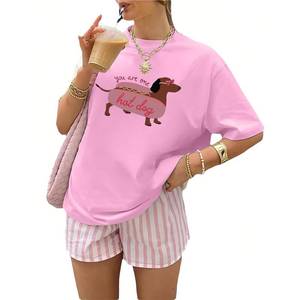 lot 6269 image: Kelxjia Oversized Funny Shirts for Women Cute Graphic Tees You are One Hot Dog Printed T Shirts Aesthetic Clothes Preppy Tops(Pink,XXL)