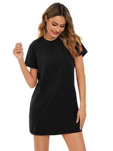 lot 6270 image: Milumia Women Casual Short T Shirt Dress Short Sleeve Straight Mini Tee Shirt Dress Black X-Large