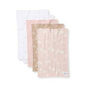 lot 6286 image: Burts Bees Baby Infant Burp Cloths, 100% Organic Cotton Extra Absorbent Soft Fabric Drool Cloths, 5-Pack Newborn Must-Have Essential Large Burping Cloths, One Size 17 x 11.75 Inches