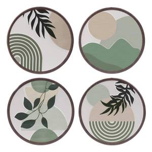 lot 6290 image: pechpell 4Pcs Metal Boho Wall Art, 10 Inch 3D Small Sage Green Bohemian Hanging Minimalist Decor for Living Room Bedroom Bathroom Office Home Aesthetic