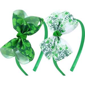 lot 6295 image: OAOLEER St. Patrick Grosgrain Bow Headband for Girls, Green Headband with 4.5 inch Bow Hair Band Accessories for Girls Set of 2 (St. Patrick, 4.5inch)