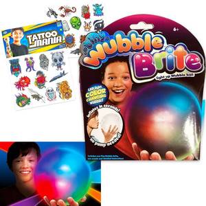 lot 6303 image: Tiny Wubble Brite Bubble Ball Light Up - Bundle with Mini Light Up Bubble Tear-Resistant Ball Plus Temporary Tattoos  Tiny Wubble Bright for Kids, Boys, Girls