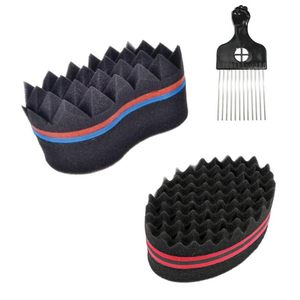 lot 6307 image: Twist Hair Sponge Set - Metal Hair Pick Comb Twister Tool for Afro Women & Men - Black (Type B)