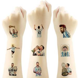 lot 6333 image: 40Sheets Football Messi Temporary Tattoos for Kids,Cartoon Temporary Tattoos Gift For Fan Birthday Party Decorations for Girl Boys Home Activity Class Prizes Carnival Christmas Rewards