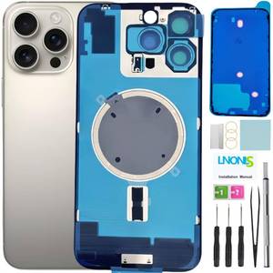 lot 6334 image: A16 Pro Max Back Glass Replacement for iPhone 16 Pro Max Rear Back Cover Glass Waterproof and Camera LensProfessional Repair Tool Kit (Natural Titanium)