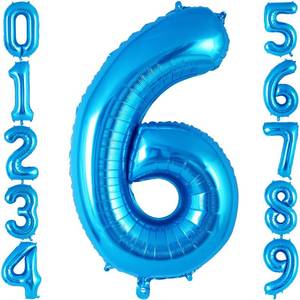lot 6350 image: Blue Number 6 Balloon 40 Inch, Big Large Foil Helium Number Balloons, Jumbo Giant Mylar Number 6 Balloons for 6 Year Old Birthday Party Decorations Supplies Anniversary Celebration