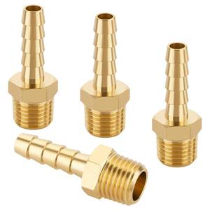 lot 6351 image: KOOTANS 4pcs Brass Hose Barb Fittings 14 Hose Barb to 14 NPT Male Thread Air Hose Fittings Brass Quick Coupler Air M Type Adapter Connector Fitting