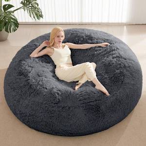 lot 6359 image: Bean Bag Cover(No Filler), Faux Fur Comfy Bean Bag Chairs for Adults, Washable Bean Bag Chair Cover, Fluffy Plush Giant Bean Bags Chairs for Teens Kids Girls, Anti-Slip, 5FT, Dark Grey