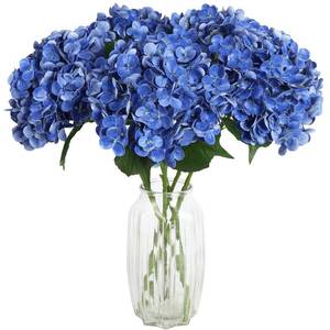 lot 6360 image: ICBOX 4PCS Real Touch Blue Hydrangea Artificial Flowers 21 Large Latex Fake Hydrangea Flowers Faux Hydrangea with Stem for Wedding Home Table Centerpieces Indoor Baby Shower Decorations (Royal Blue)