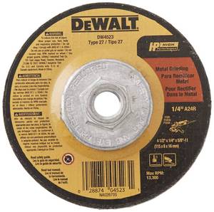 lot 6371 image: DEWALT Grinding Wheel, General Purpose for Metal, 4-12-Inch x 14-Inch x 58-Inch (DW4523)