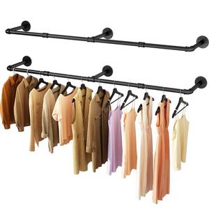 lot 6374 image: UlSpeed Wall Mounted Clothes Rack 72.5in, Industrial Pipe Clothing Racks Wall Mount, Heavy Duty Detachable Iron Garment Bar, Saving Space, Multi-Purpose Hanging Rod for Bedroom, Laundry Room, 2 Packs