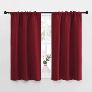 lot 6382 image: NICETOWN Christmas Burgundy Curtains Blackout Drape Panels - Lights Block Out Window Treatment Short Curtain Sets for Loft and Basement Decoration (Set of 2, 34 by 45-Inch)