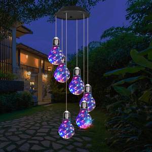 lot 6395 image: YHmall Colorful Solar Wind Chimes for Outside, Birthday Gardening Gifts for Women Mom, Hanging Solar Lights WindChimes Outdoors for Garden Housewarming Balcony Bedroom