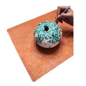 lot 6397 image: modern-twist 14 x 16 Silicone Placemat, BPA, PVC-Free Table Mat, Dishwasher Safe, Linen Print in Tangerine, Pack of 1