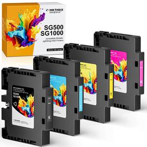 lot 6403 image: INKTHRIX Version 3.09 SG500 Sublimation Ink Cartridges Compatible for Sawgrass SG500 SG1000 Printers, with Nano-Level Chips, Compatible with firmware Versions 3.09 and Below (BKCMY, 4-Pack)