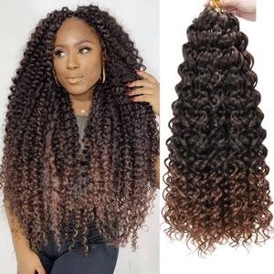 lot 6410 image: YXCHERISHAIR 8 Packs Curly Crochet Hair GoGo Curl Crochet hair for Black Women Deep Wave Braiding hair,Synthetic Bohemian Crochet Braid Water Wave Crochet hair Extensions (1B30, 24inch)