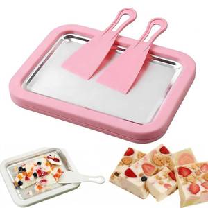 lot 6415 image: Rolled Ice Cream Maker, Portable Instant Rolled Ice Cream Tray with Dual Scrapers, DIY Rolled Ice Cream Homemade Italian Ice Cream, Sorbet, Frozen Yogurt tray (Pink)