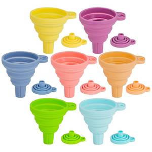 lot 6418 image: Kitchen Funnel Set 7 Pack, Collapsible Silicone Funnel for Filling Bottles, Beverage, Lab, Oil, Paint - Kitchen Gadgets Accessories Multicolor