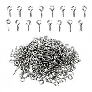 lot 6425 image: Small Mini Screw Eyes Pin Tiny Screw in Hooks Jewelry Metal Ring (250 PCS)