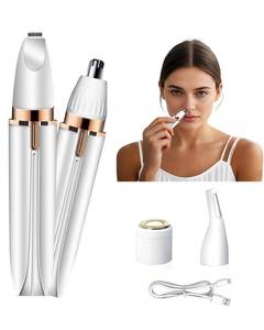lot 6433 image: Nose Hair Trimmer for Women & Men, Rechargeable Eyebrow & Nose Hair Trimmer with 4 Replacement Heads, IPX6 Waterproof, Painless Ear Hair Remover for Multifuntional Use