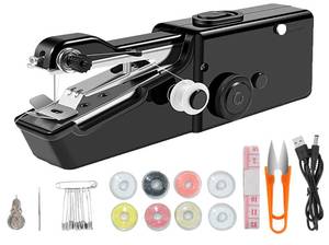 lot 6439 image: Handheld Sewing Machine Electric Sewing Mini Portable Sewing Machine Suitable for Beginners Sewing Clothes Family Travel DIY (Black)