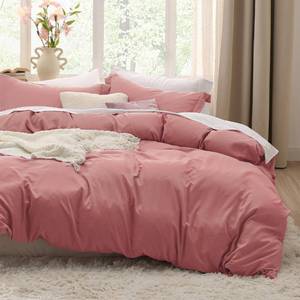 lot 6447 image: Bedsure Pink Clay Duvet Cover Full Size - 3 Pieces Prewashed Extra Soft Cotton-Like Polyester Bedding Set, Includes 1 Duvet Cover 80x90 Inches with Zipper Closure & 2 Pillow Shams, No Comforter