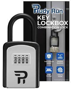 lot 6455 image: Rudy Run Key Lock Box for Outside �� Small Outdoor Lockbox for Keys with Code, 4-Digit Combination Hidden Safe to Hide a Key Outside, Portable Safe Key Storage for Home, Airbnb, Realtor and Rental