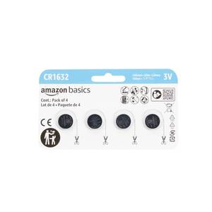 lot 6457 image: Amazon Basics 4-Pack CR1632 3 Volt Lithium Coin Cell Battery, Long Lasting Power, Mercury-Free, Reliable, Child Safety Packaging