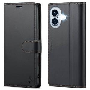 lot 6460 image: Wallet Case for iPhone 16 Plus, RFID Blocking Credit Card Holder, PU Leather Folio Flip Kickstand Protective Shockproof Cover for Apple 16Plus (Black, for iPhone 16 Plus - 6.7)