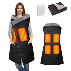 lot 6473 image: Cordless Heated Blanket, Outdoor Electric Wearable Blanket with 10000mAH Battery and 3 Heating Levels, Heated Blanket Battery Operated Portable Heated Shawl for Home, Outdoor, Camping, Office(Black)