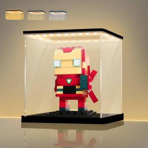 lot 6479 image: LANSCOERY Small Acrylic Display Case with Adjustable YellowWhiteWarm LED Light, UV Protection Clear Display Box, Dustproof Showcase for Action Figures, Models, Collectibles - 4x4x4inch