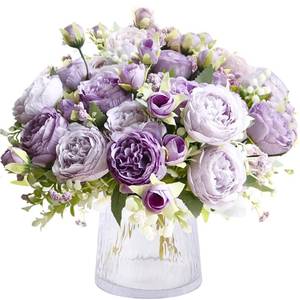 lot 6484 image: ASTRYAS 3 Packs Mix Purple Artificial Peonies Flowers, Peonies Artificial Flowers Silk Peonies Flowers Fake Flowers Peonies Bouquet for Centerpiece Table Wedding Party Home Decor