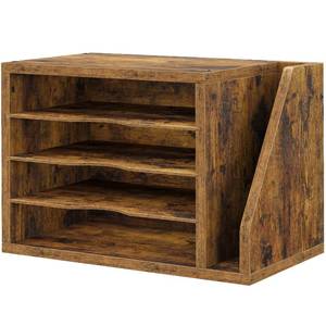 lot 11439 image: Creso hom Mail Sorter, File Organizer Desktop, Wood Desk Organizer with 3 Adjustable Shelves, Mail Holder for Office, Home, Letter Sorter File Holders for Envelopes, Supplies Magazines, Rustic Brown