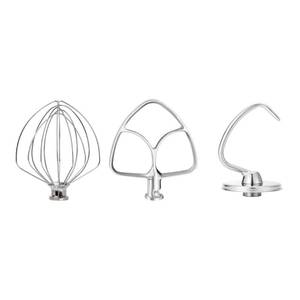lot 11446 image: Stainless Steel Accessories for KitchenAid 4.5-5 Qt Tilt-Head Mixer, K45 Whisk, Flat Beater and Dough Hook for 5 Quart Mixing Bowl, Fits KSM45, KSM90, KSM150, Dishwasher Safe, Heavy Duty