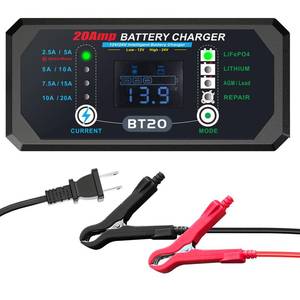 lot 11450 image: YUFAY 12V20V LithiumLiFePO4 Battery Charger 240W 20A Smart Fast Charger with Overcharge Protection for Car, Motorcycle, Boat
