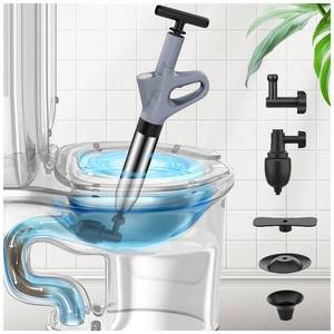 lot 11456 image: Mieaoll Toilet Plunger, High Pressure Toilet Plunger,Toilet Auger Air Drain Blaster with Real-Time, Heavy Duty Plunger for Bathroom and Plumbing Clogs (Grey)