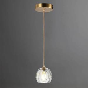 lot 11478 image: Camastar Brushed Brass Pendant Light Kitchen Island, Modern Cut Crystal Small Pendant Light Fixture, Clear Crystal Pendant Adjustable Hanging Light for Dining Room Bathroom