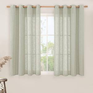 lot 11483 image: LAMIT Sage Grey Sheer Linen Curtains 54 Inch Length for Bedroom, Bronze Grommet Light Filtering Panels Neutral Drapes for Living RoomWindow, 2 Panels Set, 52 x 54 Inch