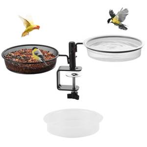 lot 11485 image: Deck Bird Feeders Platform Bird Feeder Deck Mount Bird Bath Spa for Dual Use Deck Flower Stand Flower Pot Great for Attracting Birds Detachable and Adjustable Heavy Duty Sturdy Steel,Bronze